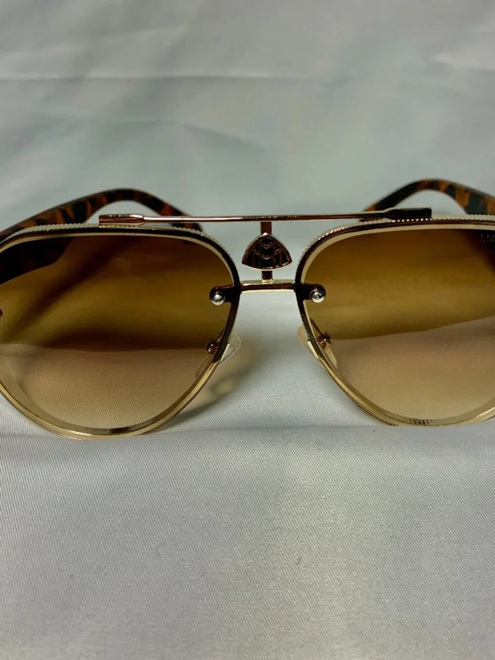 Maybach Gold Aviator Sunglasses Tortoiseshell Temples Made in Italy
